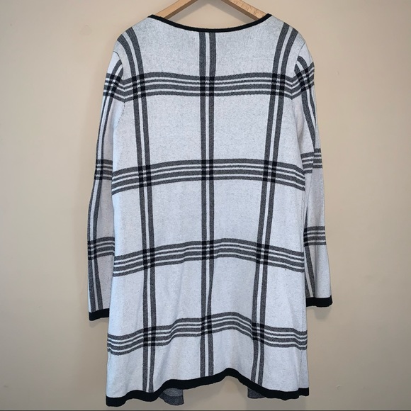 Elle | Front Open Longline Plaid Cardigan - Picture 5 of 7